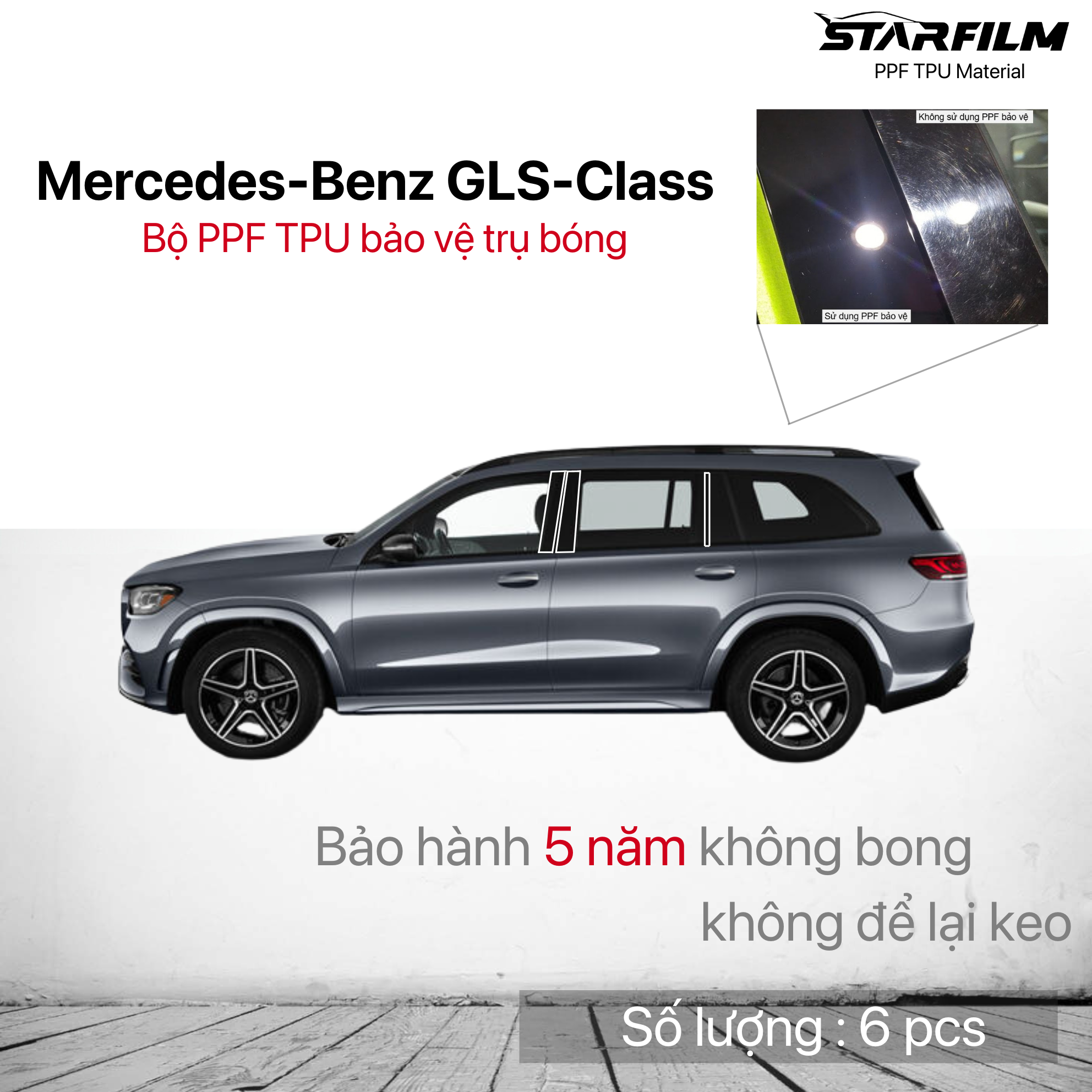 Mercedes-Benz GLS-Class 2020-2021 bộ PPF bảo vệ chống xước trụ bóng STARFILM